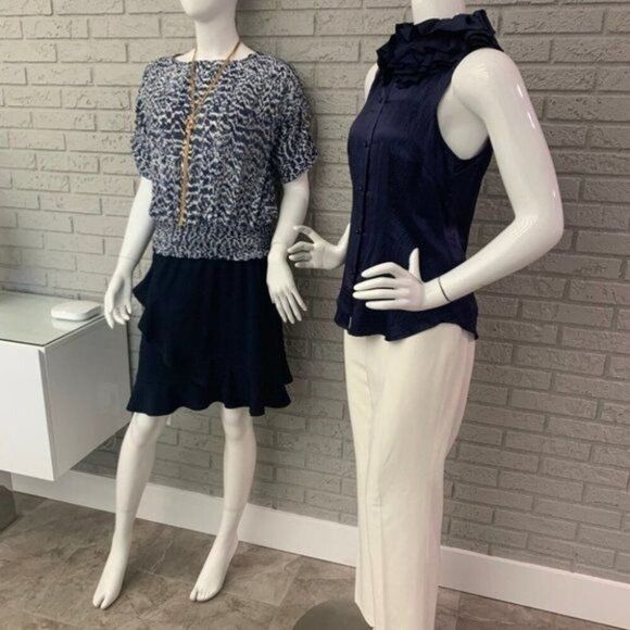 Anthropologie Mise en Scene by FUFFIAN Women Ruffled Blue Silk Blouse Size 6 - Picture 2 of 7